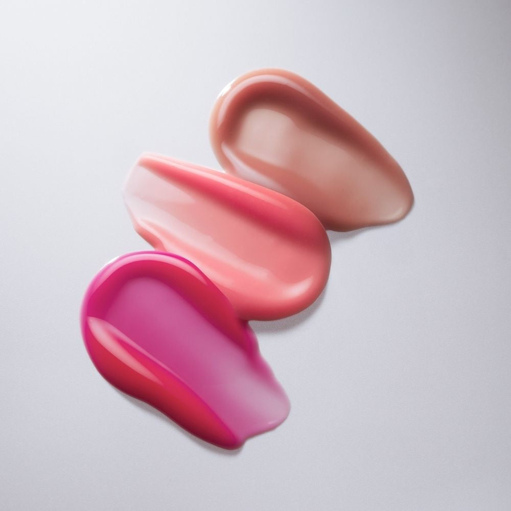 Three shades of MUTHA Pucker Up Lip Plump swatched side by side.