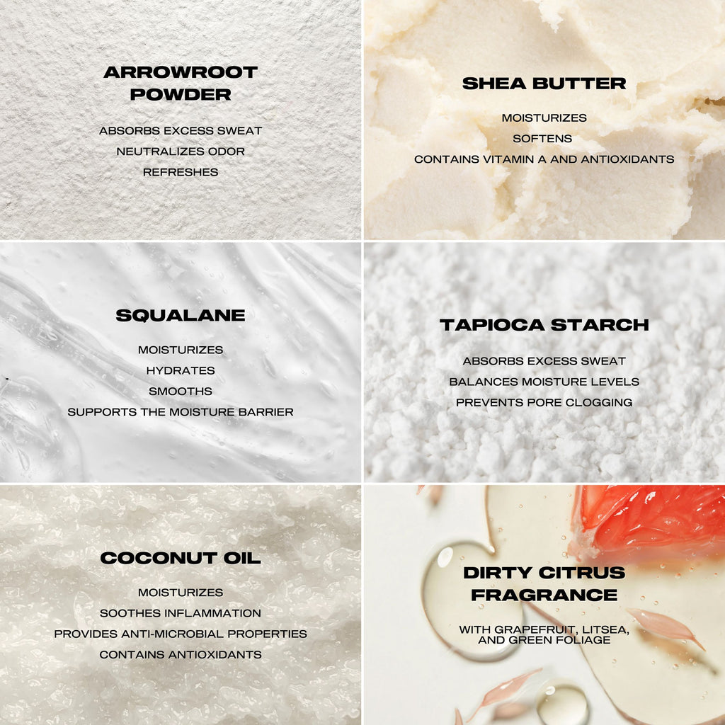 Collage of different ingredients with their descriptions and benefits.