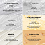 Skincare ingredients with their benefits displayed on a white background, 15ml / 0.5 fl oz , 30ml / 1.0 fl oz