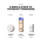 Three MUTHA skincare products with text on a white background