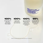 Mutha Amniotic Toner bottle with skincare benefits text on a white background
