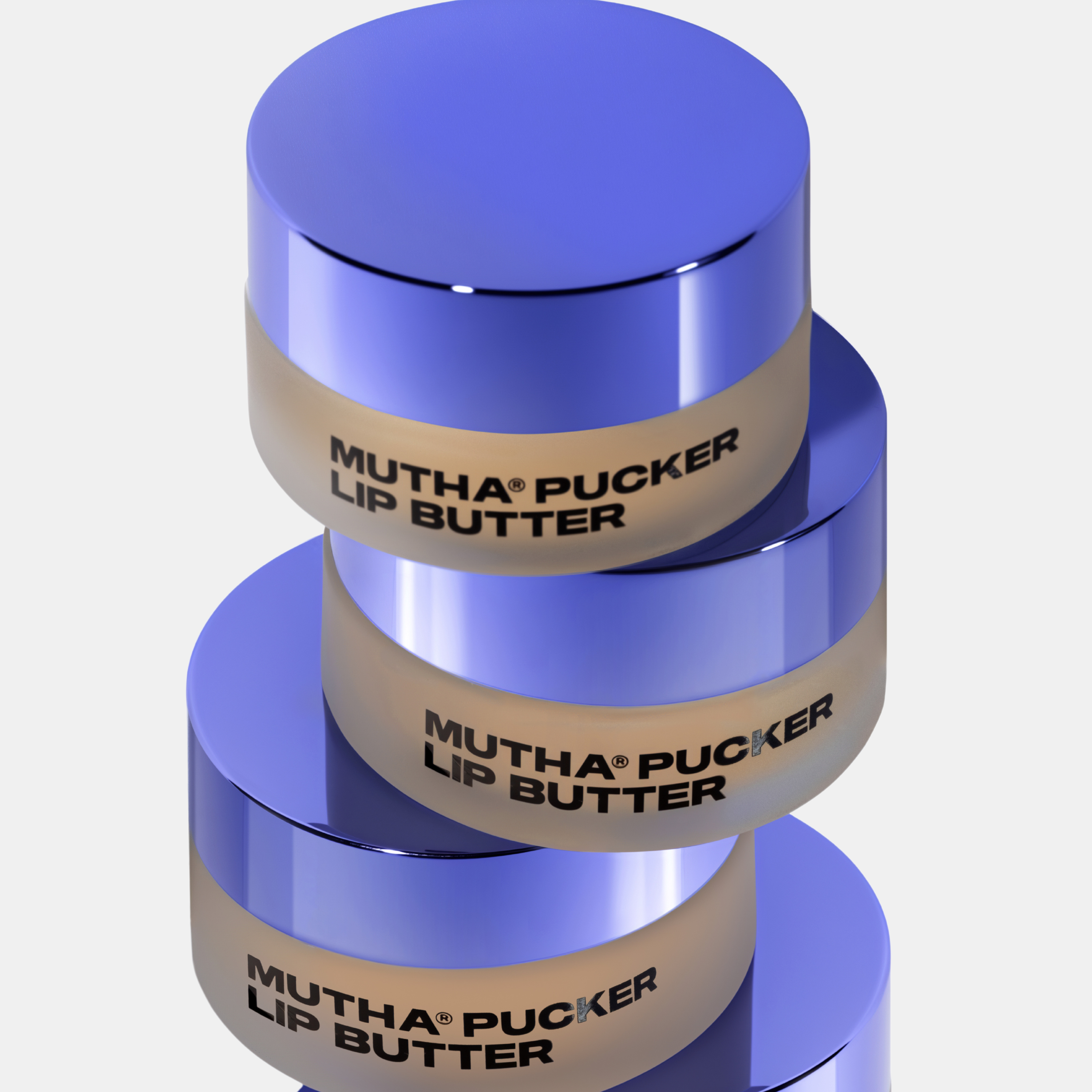 Dynamic image of MUTHA Pucker Lip Butters stacked on top of one another