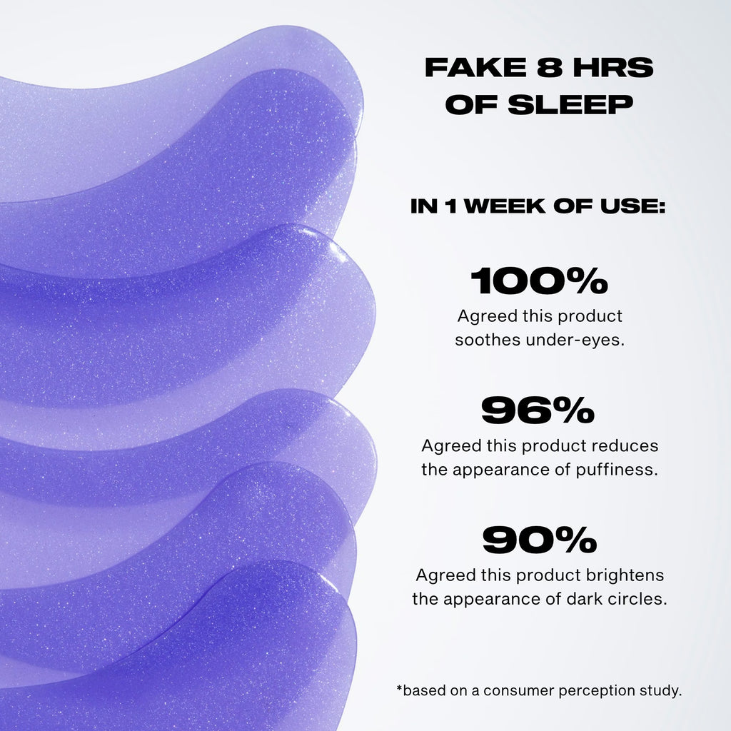 Consumer study results for the Eye Mask Prisms after one week of use, covering soothed under-eyes, the appearance of puffiness, and the appearance of dark circles