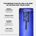 Consumer panel results for the MUTHA Hyaluronic Serum, covering deep hydration, skin radiance, plumpness and bounciness, and the appearance of fine lines